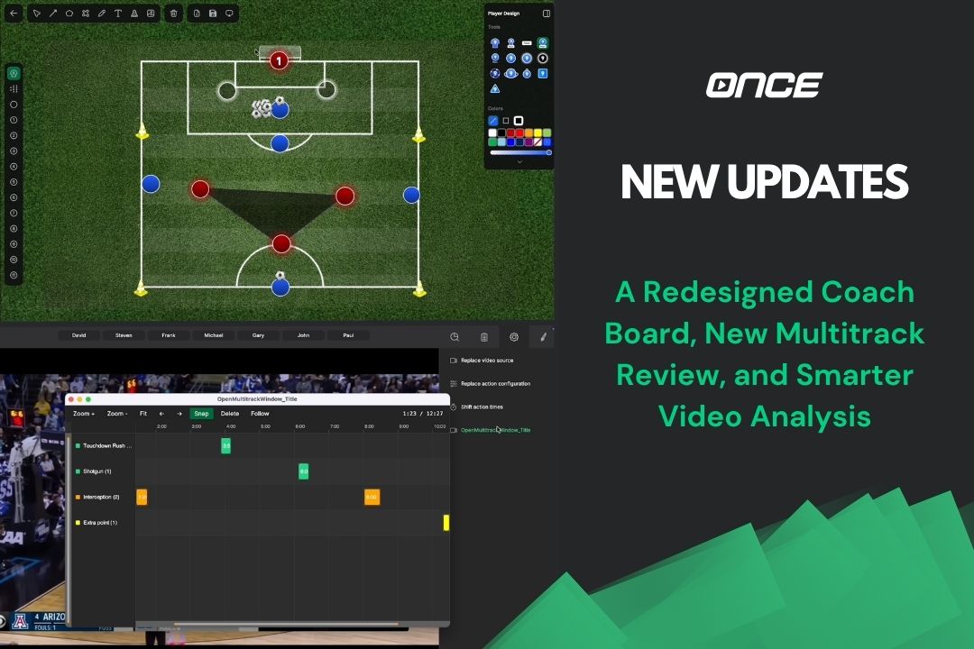 Aggiornamento Once Sport: Coach Board ridisegnato, revisione multitrack e analisi video più intelligente