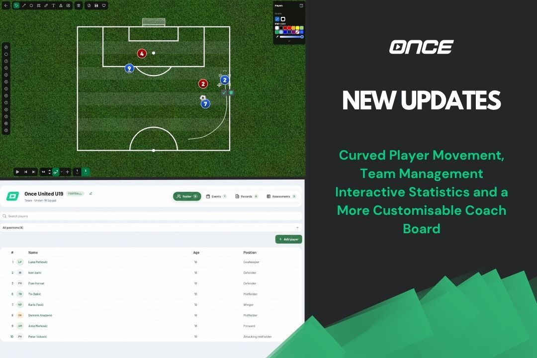 Mise à jour Once Sport : déplacements courbes des joueurs, statistiques interactives et nouveaux styles pour le Coach Board