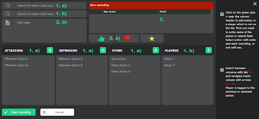 Recording mode - Once Sport Analyser