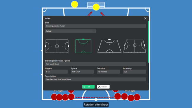 Tactics and Trainings Futsal Once Sport Analyser
